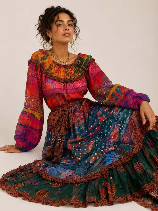 Farm Rio Dresses & Skirts - FARM Rio Multicolor Floral Maxi Dress in Red, Pink, Orange, Blue & Green